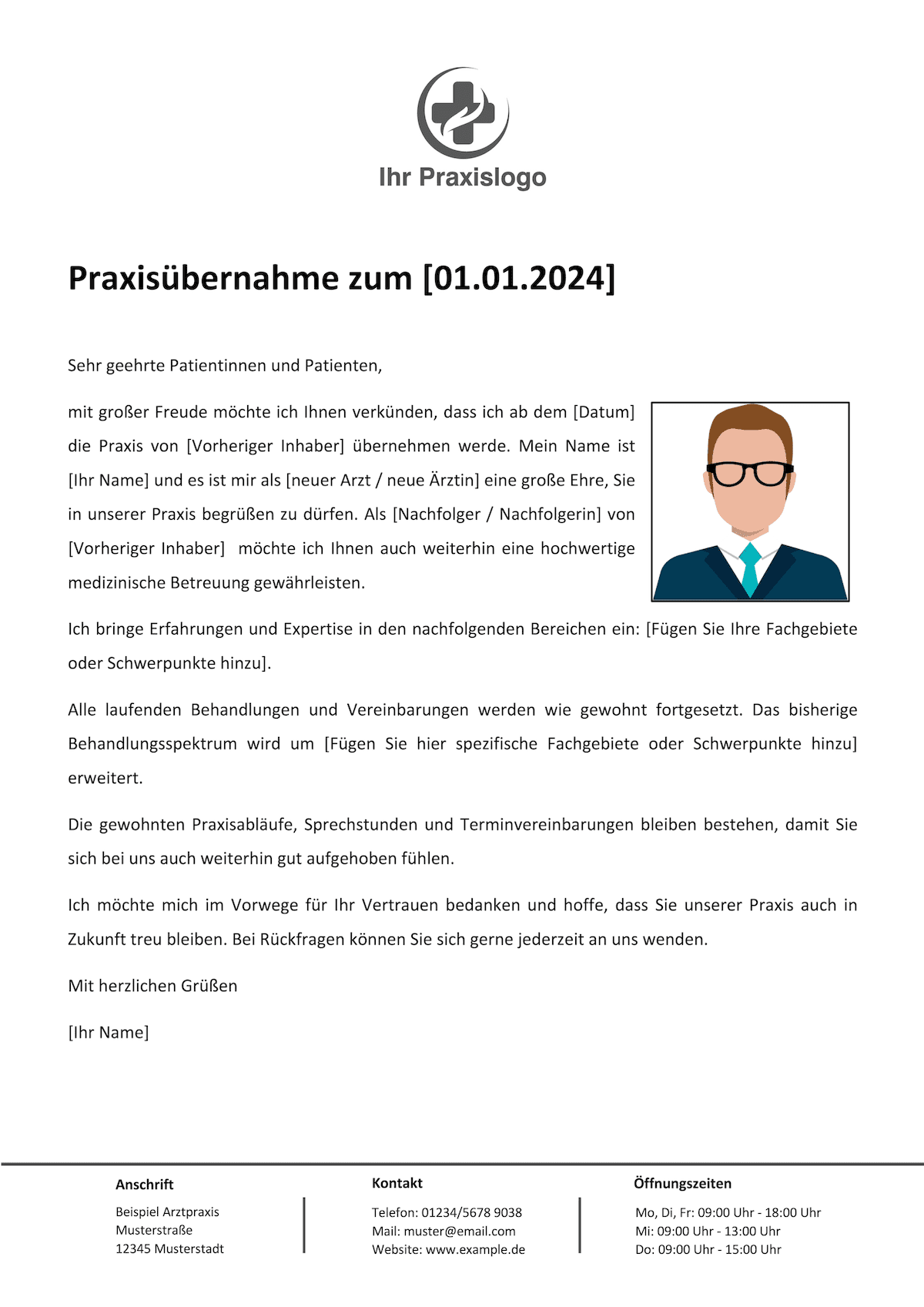 Praxis Bernahme Schreiben An Patienten Anleitung Muster